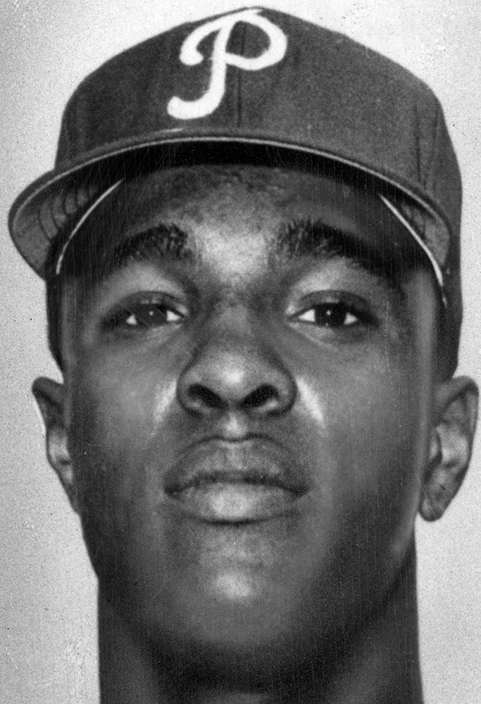 Head and shoulders portrait of Alex Johnson in Phillies uniform